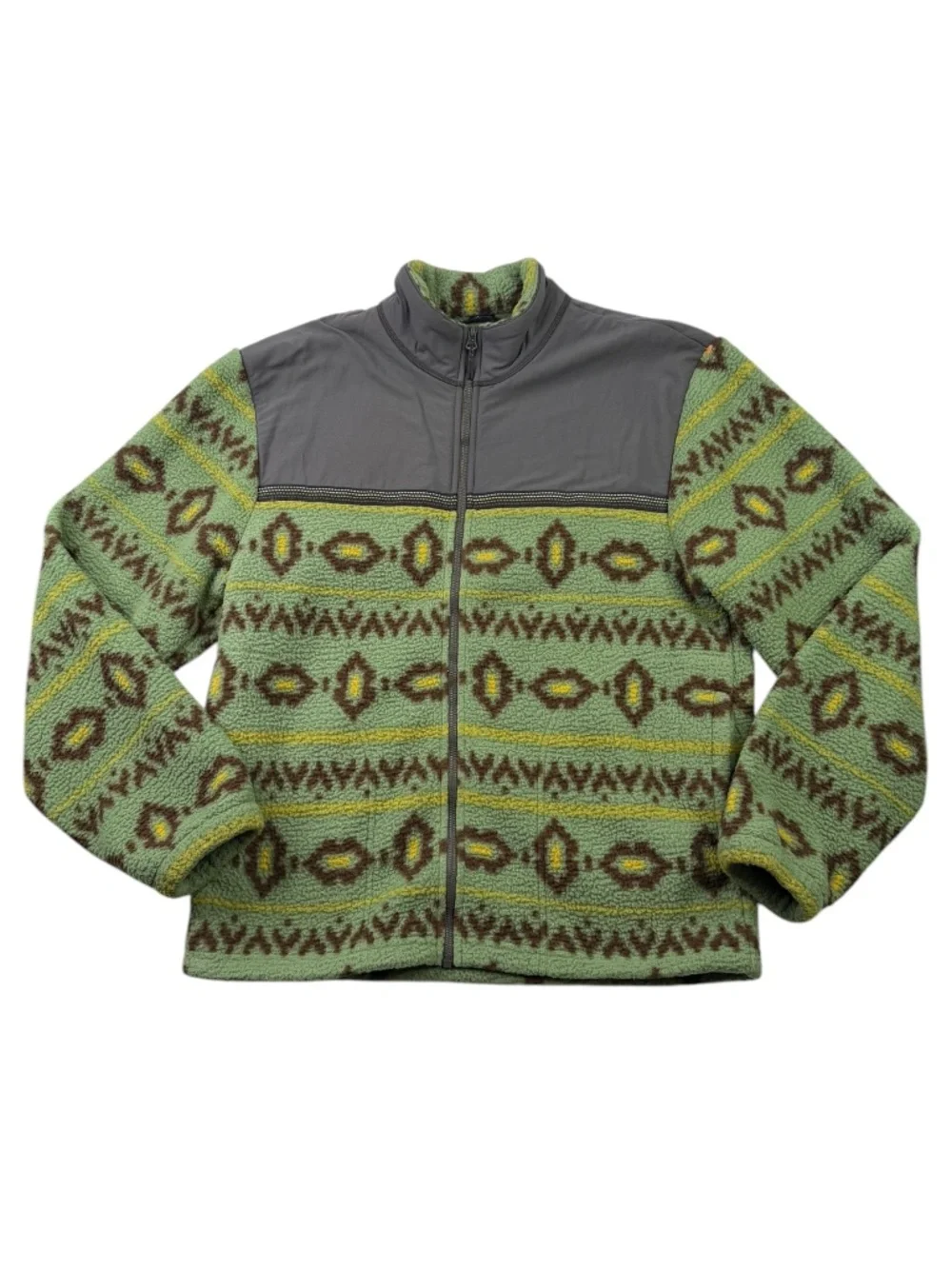 Prana Hurricane Full Zip Fleece Jacket M Green Aztec Southwestern Gorpcore